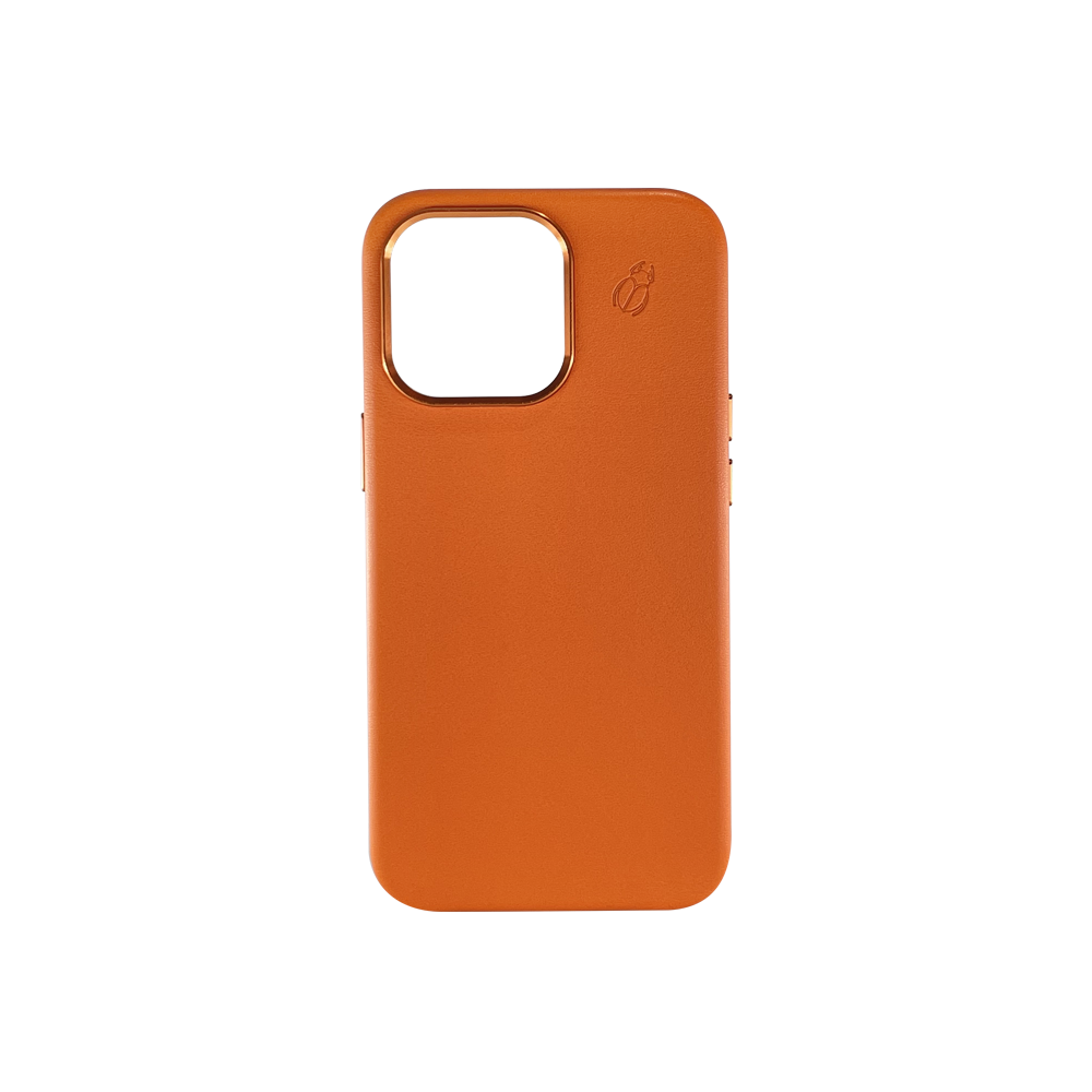 Coque cuir orange iPhone 13 Pro